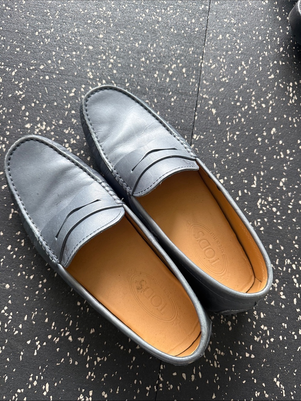TOD'S Men's Blue Leather Penny Loafers